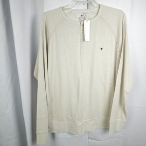 Five Four Club Mens XL White Henley Long Sleeve Cotton Polyester Tee T-Shirt